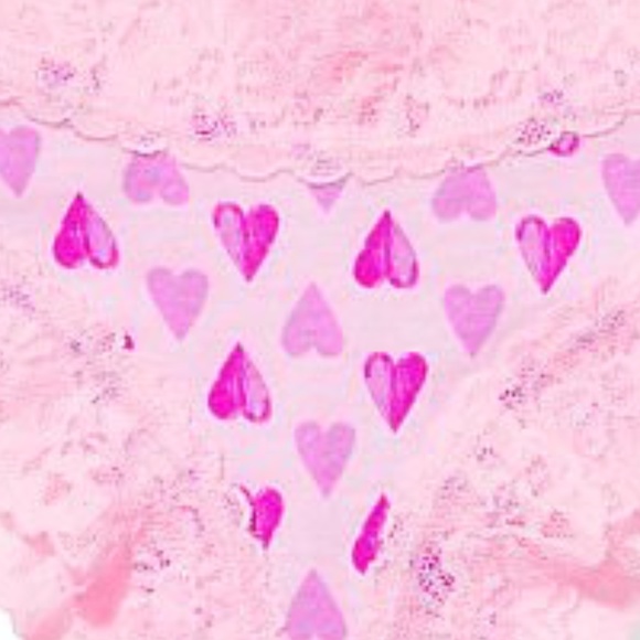 Victoria's Secret Other - VS❤️Hearts Lace Waist Cheeky Pink with Purple Hearts Valentine’s Day NWT
